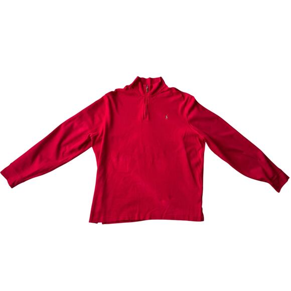 Polo Ralph Lauren Men's Red Estate Rib 1/4 Zip Cotton Sweater Size XL Preppy - Picture 2 of 10